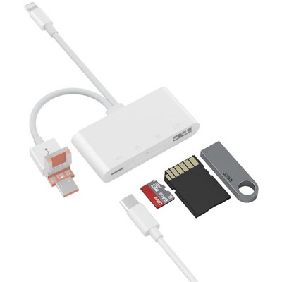 USB C Adapter for iPhone/iPad - 5-in-1 Memory Card Reader