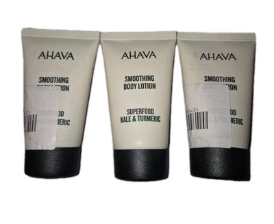 3 x AHAVA Smoothing Body Lotion Superfood Kale & Tumeric 40ml each NEW - Image 1 of 3