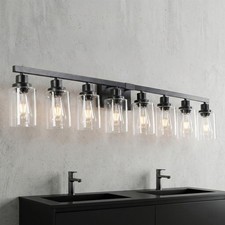 Modern Black Vanity Light 51 inch 8-Lights Wall Sconce for Bathroom Mirror