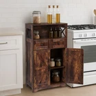 FarmHouse Wood Storage Cabinet Cabinet Adjustable Shelf & 2 Doors Rustic Brown