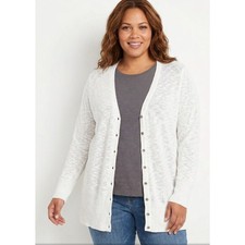 New Sonoma V-Neck Knit Button Front Slub Card...