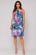 Crossroads Ladies Sleeveless Necklace Trim Mid Dress size 10 Colour Floral