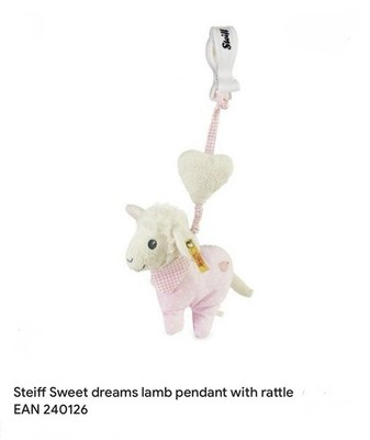 Steiff Sweet Dreams Pink Lamb Rattle Pendant, NWT, RARE
