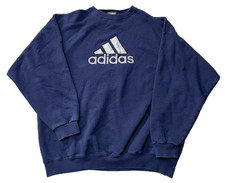 Vintage Adidas Crewneck Sweatshirt Mens Size XL Navy Y2K Streetwear Sports Boxy