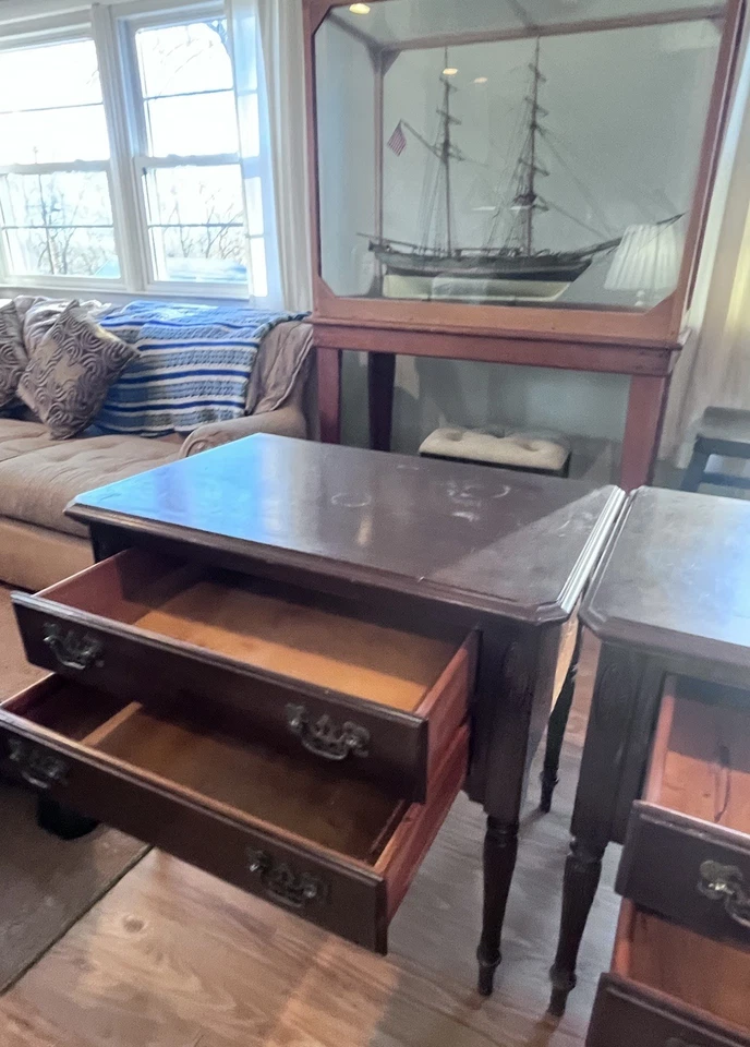 Pair Of 2 Ethan Allen Georgian Court Side Tables Cherry Two Drawer Night Stand - Image 3 of 4