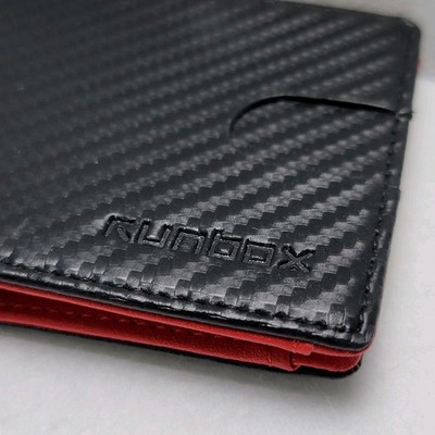 RUNBOX Slim Wallet for Men   Carbon Fiber Leather   RFID Blocking   Bifold NWOT