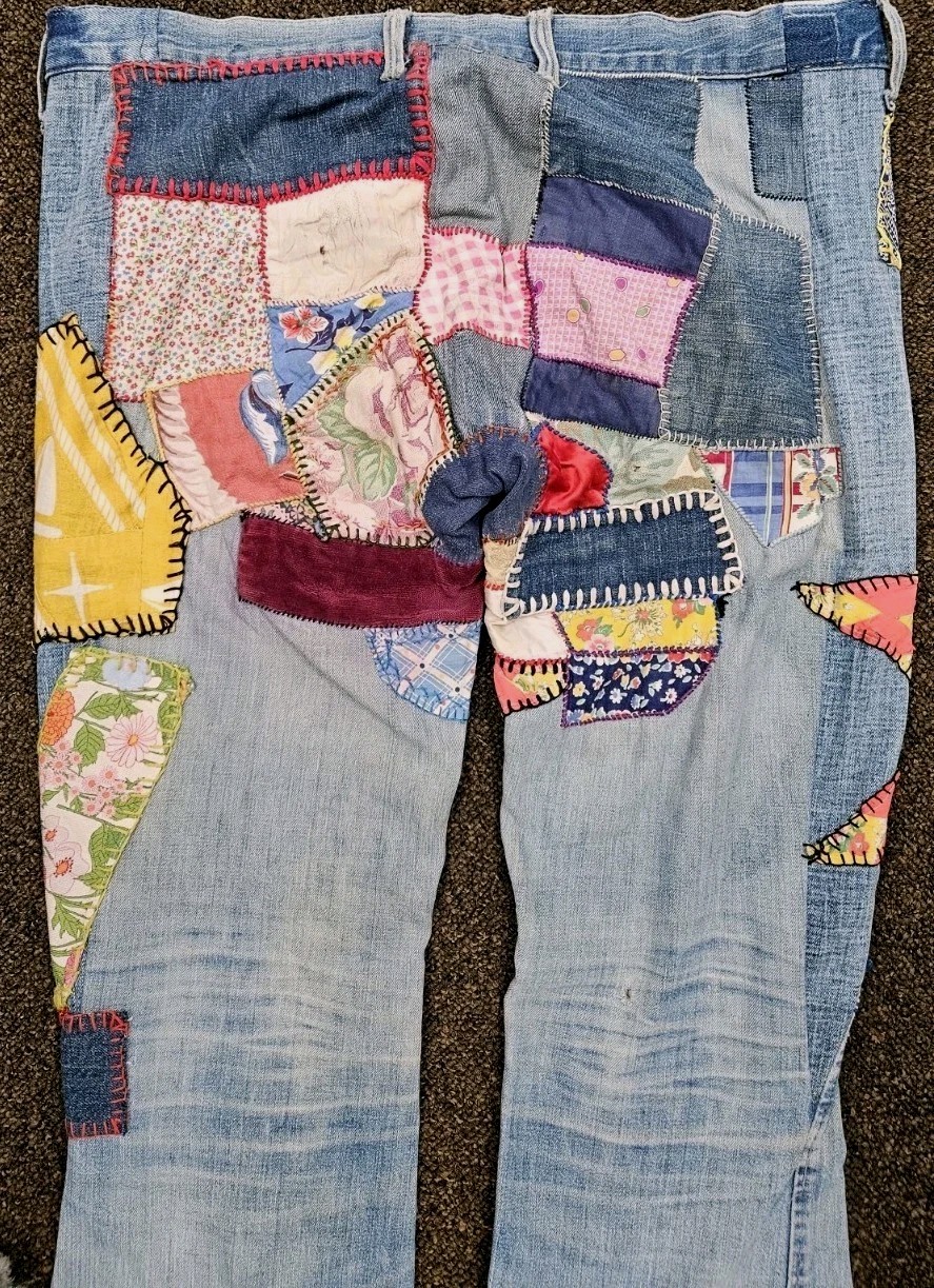 INSANE 70s Patchwork Crazy Quilt HippieJeans  Aut… - image 18