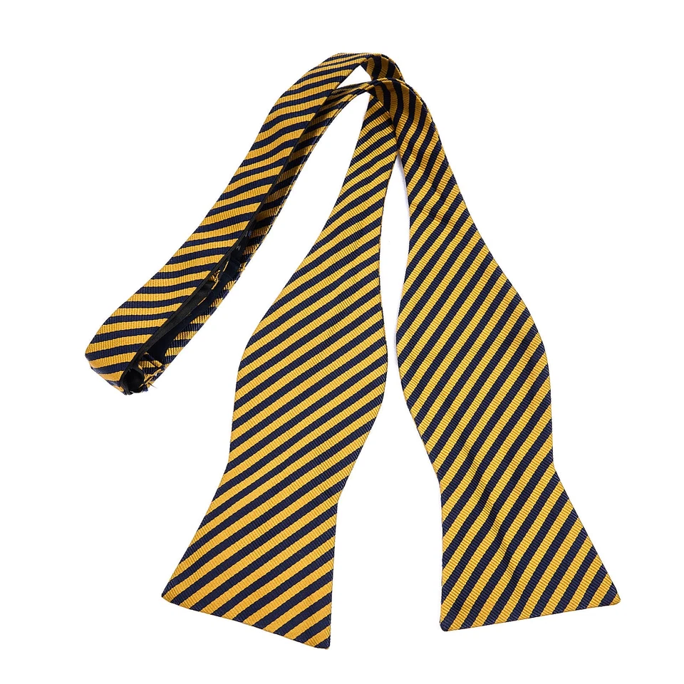 Tommy Hilfiger Pajarita de Seda Azul Marino Amarillo Repp Rayas Ajustable Auto-corbata Foto 3 de 4