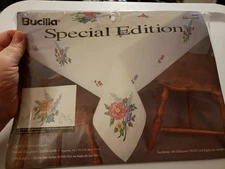 Bucilla Floral Elegance Tablecloth Stamp Cross Stitch 52" x 70" NEW