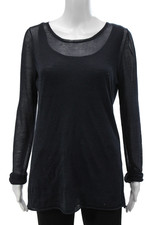 Michael Michael Kors Women Black Tunic Scoop Neck Long Sleeve Pullover Size L