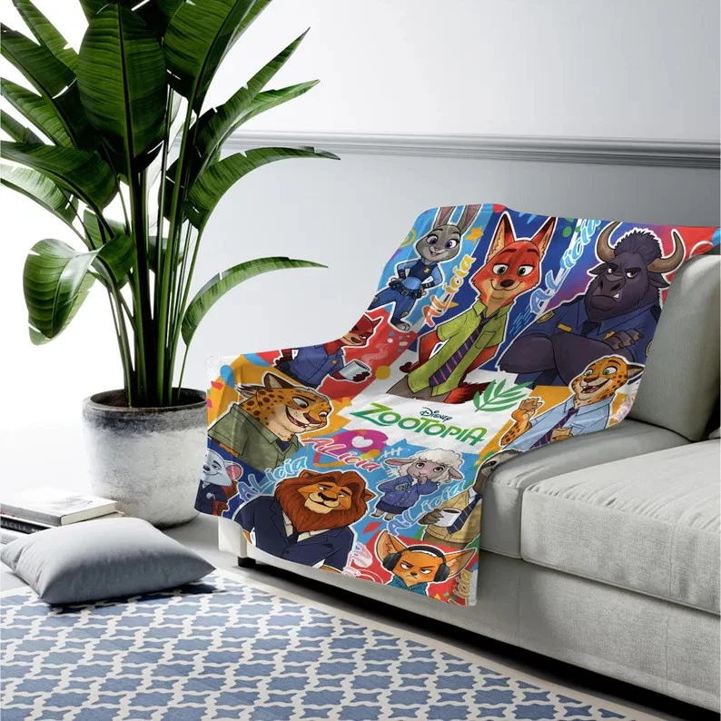 Disney Zootopia 2 Judy Hopps Nick Wilde Cute Artwork Customize Fleece Blanket