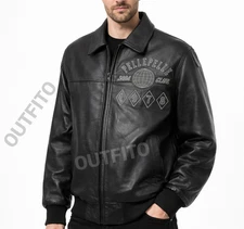 Men's Pelle Pelle Black Soda Club Jacket Real Leather Bomber Jackets