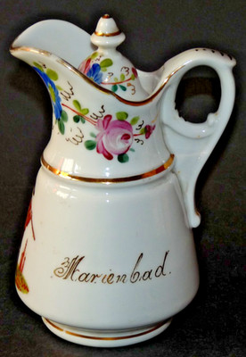 Antikes Andenken Café Egerländer Marienbad - Menage Öl-/Essigflasche - um 1900
