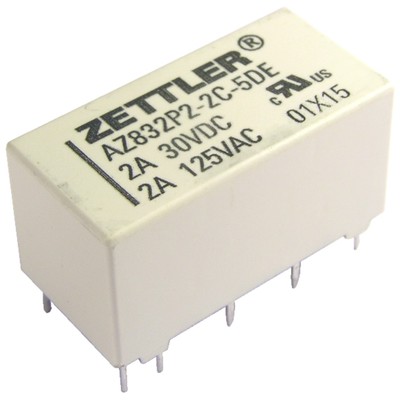 ZETTLER AZ832P2-2C-5DE Relay 5V DC 2xEIN 3A 125R Polarized DIP Relay 855059-