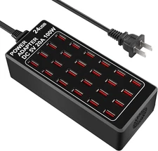 USB Charging Station,Cinlinso 24 Port 100W(20A) Multiport USB Fast Charger with