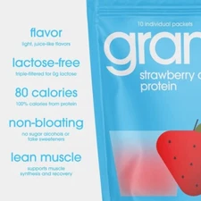 Gramm Strawberry Whey Protein - 20g Protein, 0g Sugar, 80 Cal, Lactose-Free