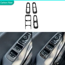 4Pcs Forged Carbon Fiber Window Lift Switch Panel Cover For Kia Stinger 2018-23