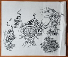 ORIGINAL 1980s HAND DRAWN, Vintage Traditional Tattoo Flash Production Sheet 29
