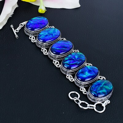 Australian Triplet Opal Bracelet Gemstone Handmade 925 Sterling Silver Bracelet