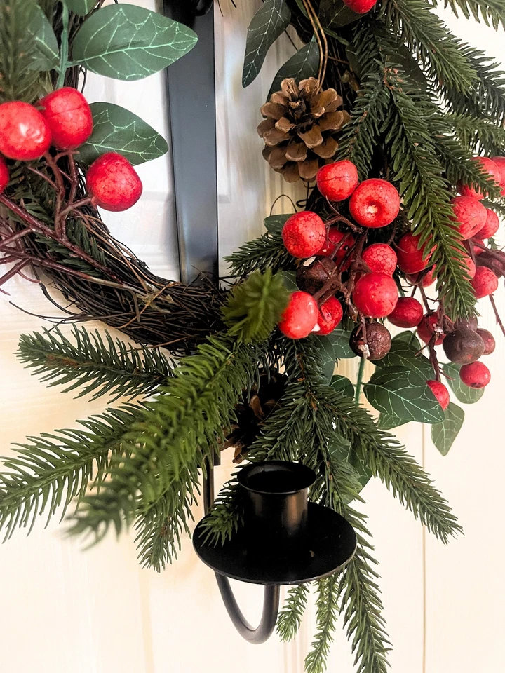 Guirnalda y candelabro Amish hecho a mano sobre la puerta - hierro forjado negro - Amish Foto 4 de 4