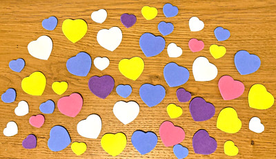 50 Foam Figurines - Multicoloured Hearts - Jewellery Craft