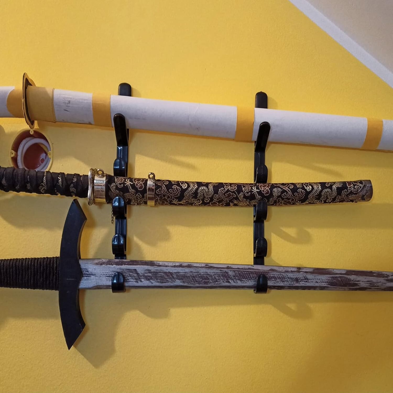 1Pair Fishing Rod Storage Rack, Horizontal Wall Mount Fishing Pole Holder Storag