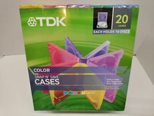 TDK Color Snap N' Save Media Cases CD DVD Blu-Ray Pack of 20 Each hold 10 Discs
