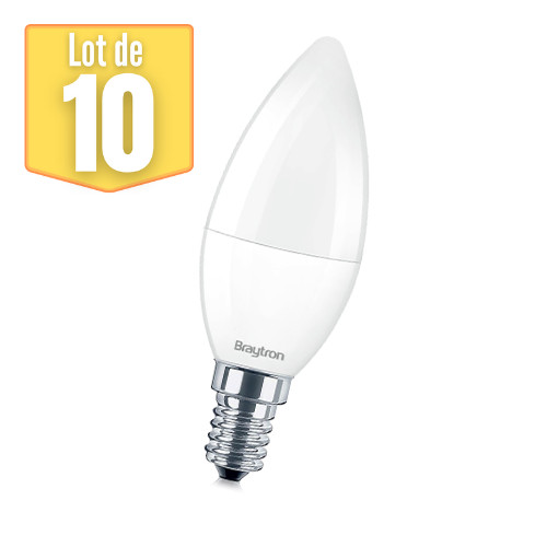 Ampoule LED E14 flamme lot de 10 à haute efficacité énergétique 6.5W