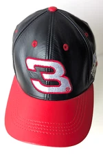 Dale Earnhardt 3 Leather Cap Vintage Chase Authentics JH Design USA GM Red Bill