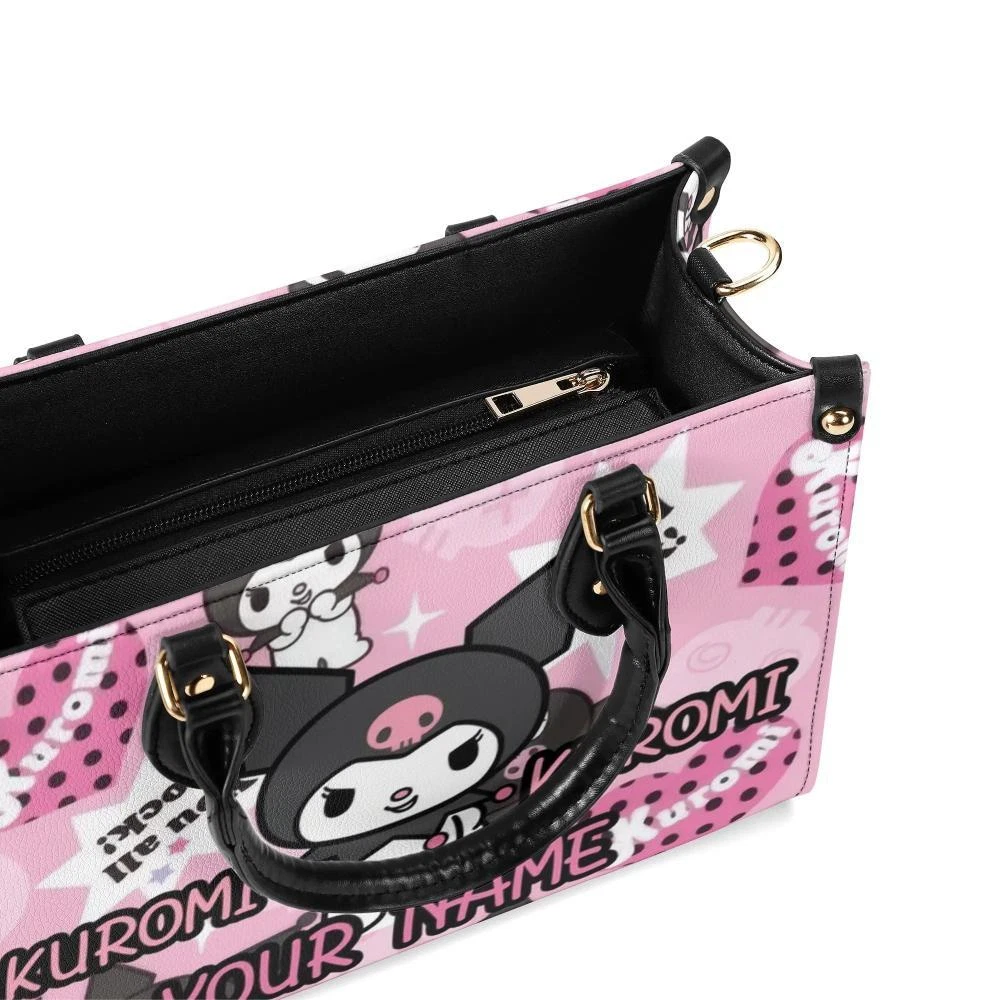 Personalized Kuromi Luxury Women PU Leather Handbag, Natural Material, Custom