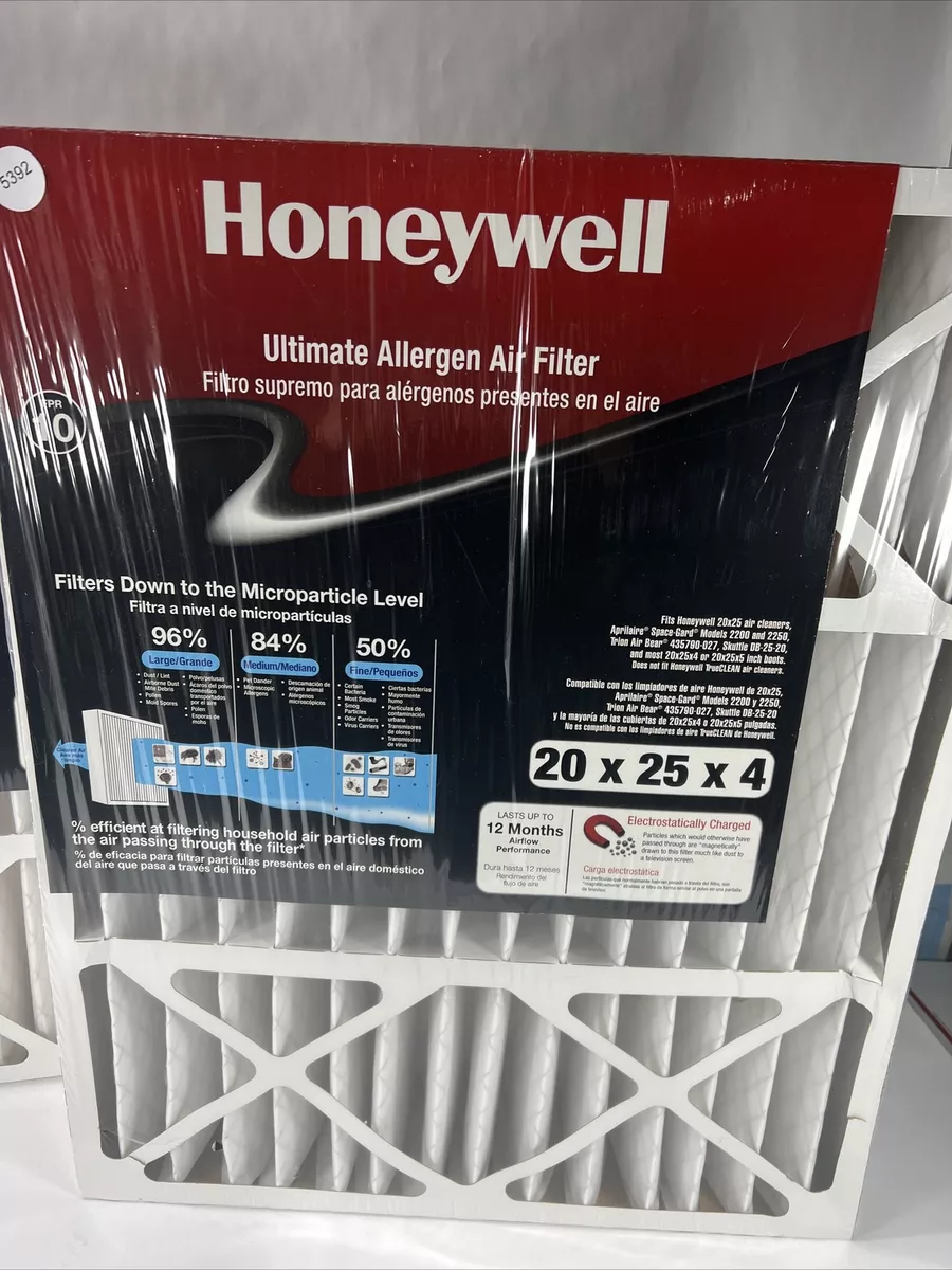 Honeywell Ultimate Allergen Home Air Filter 20 x 25 x 4 Pleated FPR 10 Lot Of 2