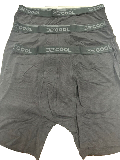 32 Degrees Cool Men's Underwear BOXER BRIEF 3-Pack NYLON (BLACK,M