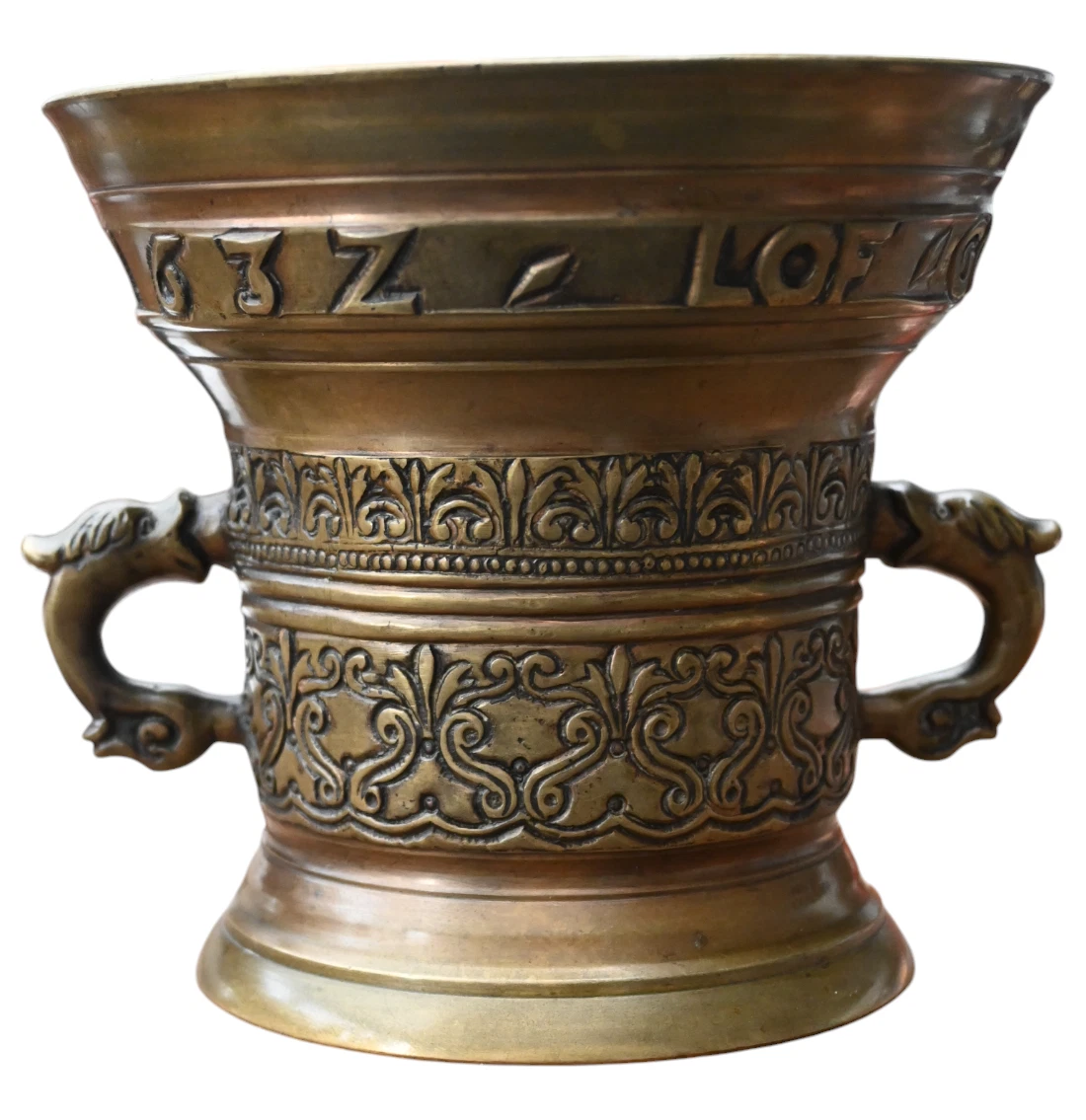 Antique 17th Century Dutch Bronze Mortar, dated 1632