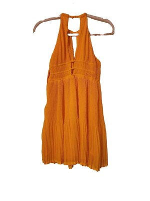 H&M pleated halter mini dress size 4 orangey yellow | eBay H&M pleated halter mini dress size 4 orangey yellow | eBay