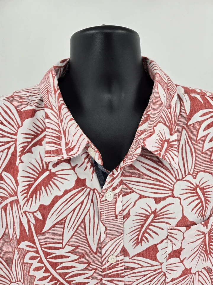 Camisa havaiana Native Code 3XL algodão vermelho floral Aloha férias casual masculina - Imagem 3 de 4
