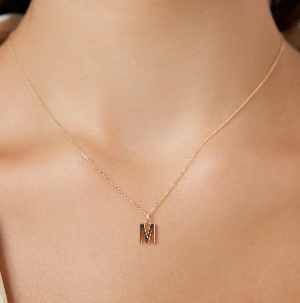 Amazon.com: Initial Letter M Personalized Serif Font Pendant Necklace 14k  Plated or 925 Sterling Silver (Sterling-Silver, 12 Inches) : Clothing,  Shoes & Jewelry