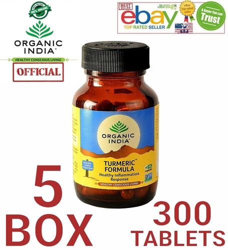Turmeric Formula Organic India OFFICIAL USA 5 Bottle 300 Caps Immunity - 第 1/7 張圖片