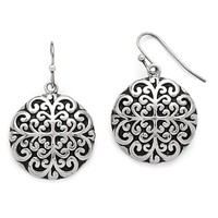 Stainless Steel Polished/antiqued Circle Dangle Earrings on sale Stainless Steel Polished/antiqued Circle Dangle Earrings on sale