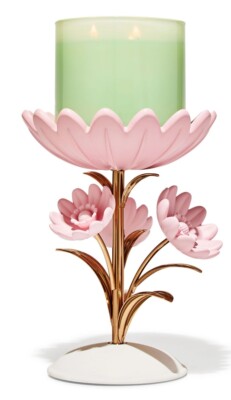 Bath & Body Works Spring 2025 Pink Flowers 3-Wick Pedestal Candle holder NIB