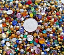 Lot of 75 Vintage New Rhinestones Small to Medium mixed sizes colors