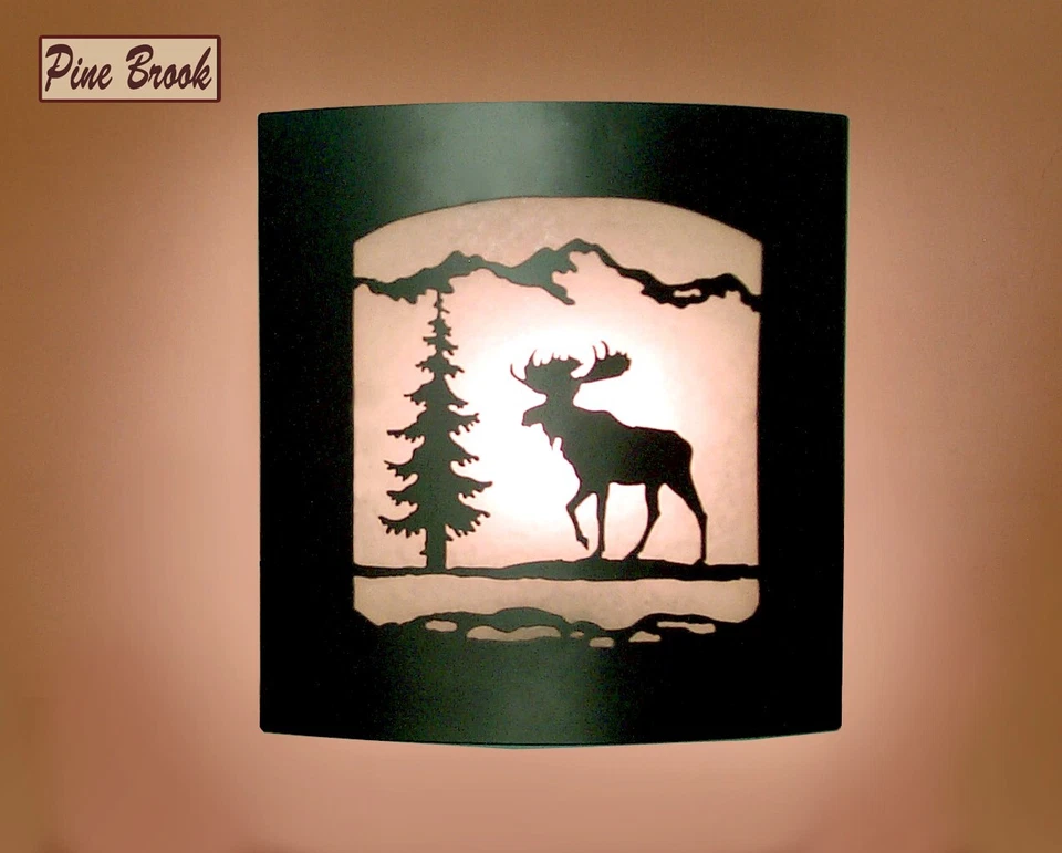 Aplique de pared de alce rústico - vidrio ámbar esmerilado y luz de metal bronce bruñido Foto 2 de 2