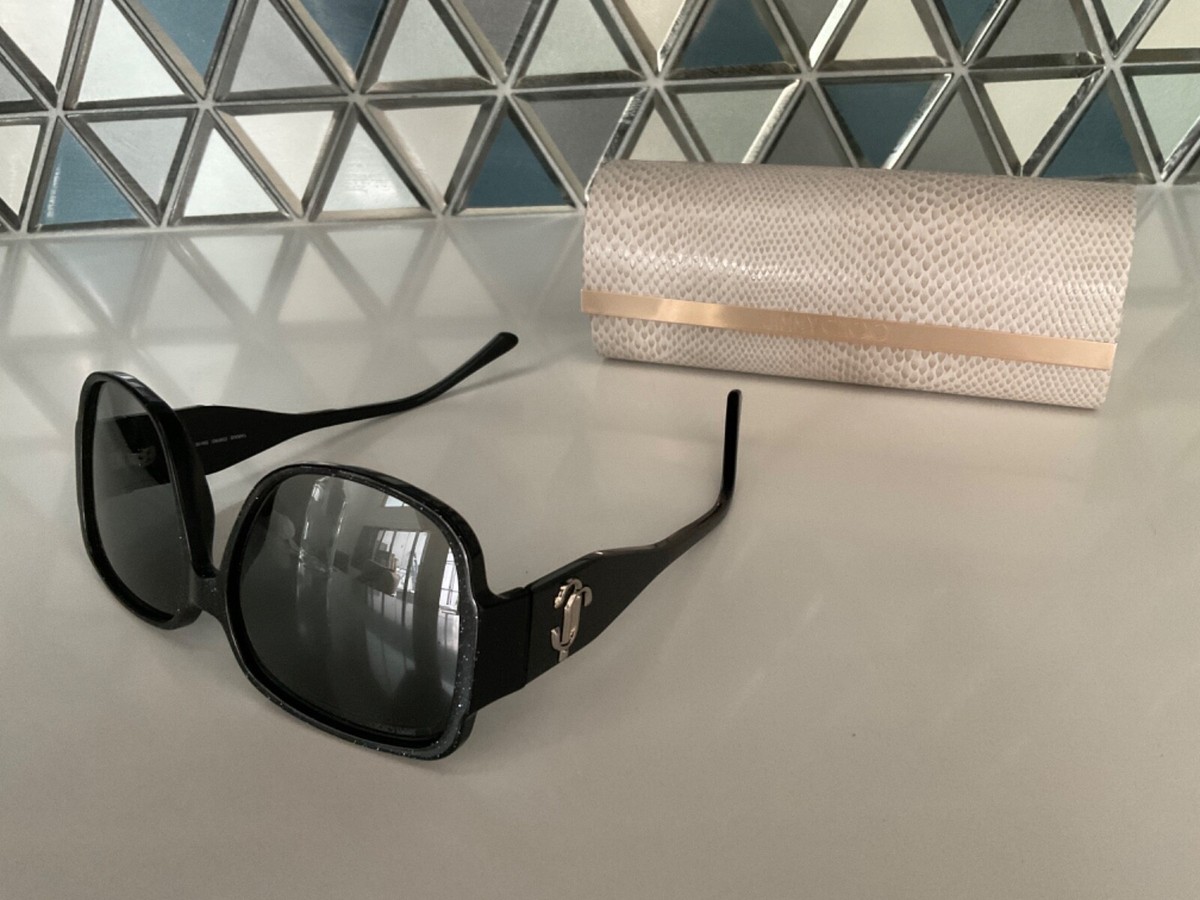 Jimmy Choo Black Sunglasses with Glittering Silver Logo Abby | Silver Geometric Sunglasses | JIMMY CHOO main image 3