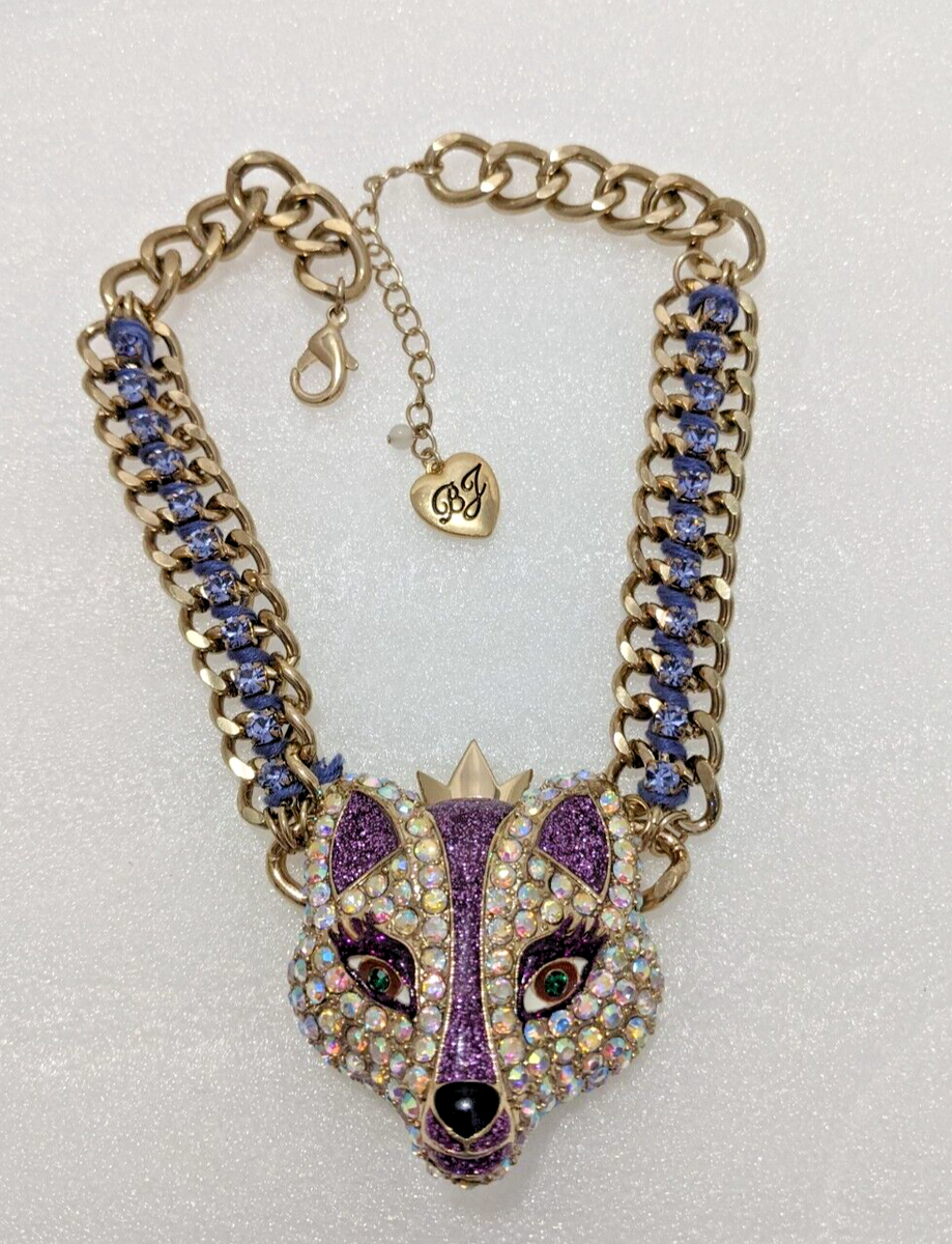 RT. Betsey Johnson Imperial Princess Fox Necklace Purple 