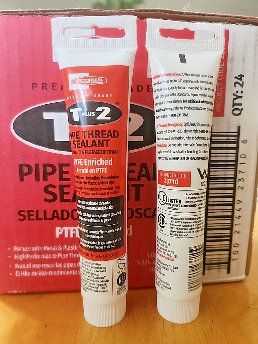 23710 - 2 tube's (1.75-OZ) T Plus 2 Pipe Thread Sealant with PTFE