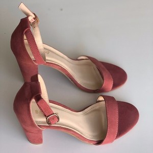 mauve block heel sandals