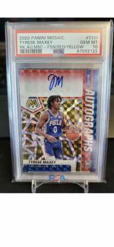 2020 Panini Mosaic Tyrese Maxey Fusion Red/Yellow Auto RC PSA 10 GEM MINT Sixers - 第 1/5 張圖片
