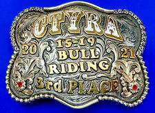 2021 CTYRA 15-19 Bull Riding 3rd Place Trophy Rres Rios Silver Belt Buckle