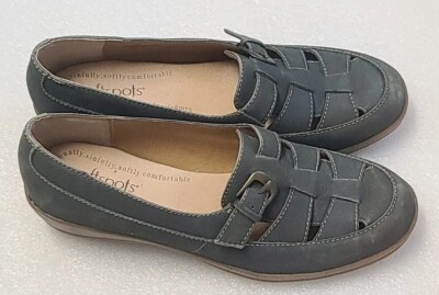 Softspots Womens Gray Suede Leather Weave Buckle Strap Comfort Shoe Sz 6.5M