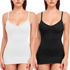 Compression Camisole With Built in Bra Women Tummy Control Body Shaper Tank Tops