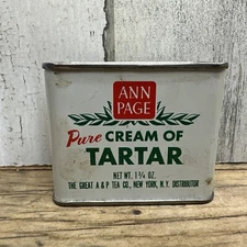 Vintage Ann Page Spice Tin - Cream Tarter -A & P Tea Co New York NY Advertising
